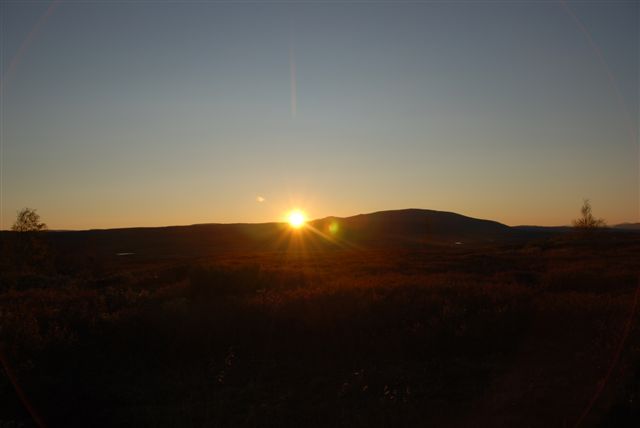 Solnedgang i rypefjellet